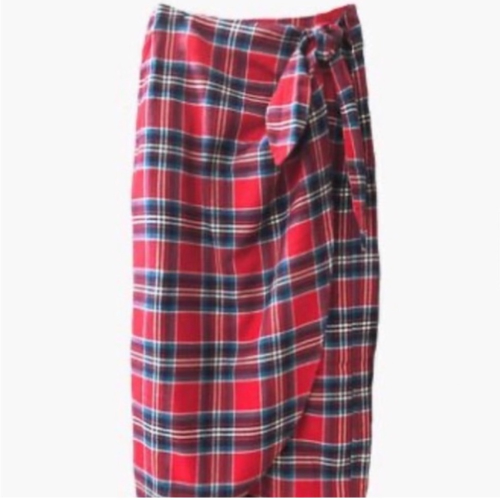 Nico Nico Free People Red Plaid Tartan Lauper Wrap Midi Skirt Size Small